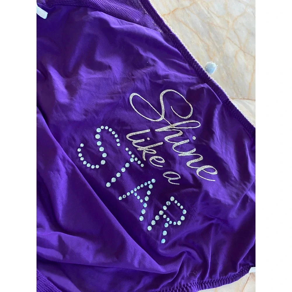 Victorias Secret Purple Shine Like A Star Rhinestone Ruffle Cheekini Panty 2011